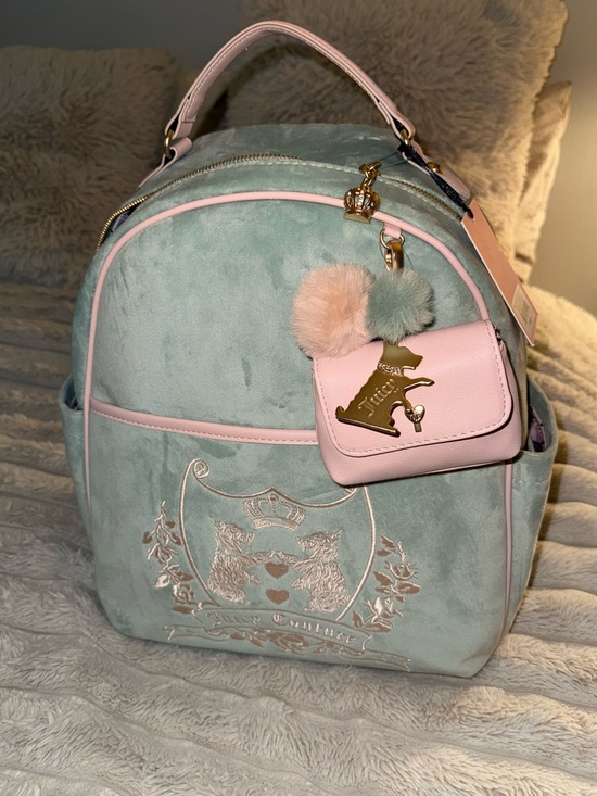 Juicy Couture Handbags - Juicy couture Velour Backpack with Mini Purse and Pom Charm